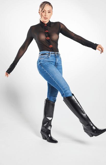 Blusa Manga Larga con Transparencia y Apliques 4 Kisses