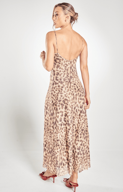 Vestido Largo Estampado Animal Print Tela Ligera